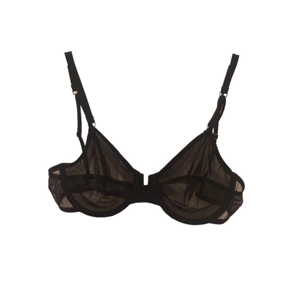 NWOT SIMONE PERELE ROSALIE FULL CUP BRA 18Y314 BLACK 34B Sheer Black Bralette